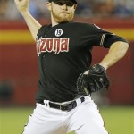 Arizona Diamondbacks pitcher Ian Kennedy delivers a pitch against the Los Angeles Dodgers during the first inning of a baseball game, Tuesday, July 9, 2013, in Phoenix. (AP Photo/Matt York)