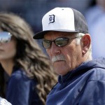 Detroit Tigers manager Jim Leyland watches during a baseball spring training exhibition game against the Atlanta Braves, Wednesday, Feb. 27, 2013, in Lakeland, Fla. (AP Photo/Charlie Neibergall)