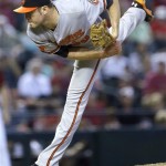 Baltimore Orioles' Chris Tillman delivers a pitch against the Arizona Diamondbacks during the sixth inning of a baseball game, Wednesday, Aug. 14, 2013, in Phoenix. (AP Photo/Matt York)
