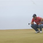 Henrik Stenson of Sweden looks at his putt on the 11th green during the final round of the British Open Golf Championship at Muirfield, Scotland, Sunday, July 21, 2013. (AP Photo/Scott Heppell)
