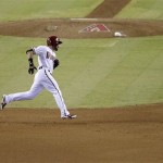 Arizona Diamondbacks' Chad Eaton rounds the bases after hitting a solo home run against the Toronto Blue Jays during the fourth inning of a baseball game Tuesday, Sept. 3, 2013, in Phoenix. (AP Photo/Matt York)