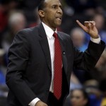Stanford head coach Johnny Dawkins directs his team during the first half of an NCAA college basketball game against Arizona State at the Pac-12 Conference tournament in Los Angeles, Wednesday, March 7, 2012. (AP Photo/Jae C. Hong)