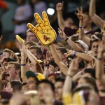 Arizona State fans cheer during the first half of an NCAA college football game against Illinois, Saturday, Sept. 8, 2012, in Tempe, Ariz. (AP Photo/Matt York)
