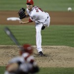 Washington Nationals pitcher Ross Detwiler delivers the ball to the Arizona Diamondbacks during the seventh inning of a baseball game Monday, Aug. 22, 2011, in Washington. The Nationals won 4-1. (AP Photo/Luis M. Alvarez)