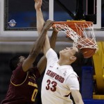 Arizona State's Carrick Felix, left, dunks against Stanford's Dwight Powell (33) during the second half of an NCAA college basketball game at the Pac-12 Conference tournament in Los Angeles, Wednesday, March 7, 2012. (AP Photo/Jae C. Hong)