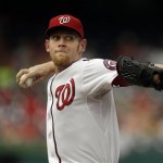 Washington Nationals starter Stephen Strasburg delivers a pitch against the Arizona Diamondbacks during the first inning of a baseball game at Nationals Park, Thursday, June 27, 2013, in Washington. (AP Photo/Pablo Martinez Monsivais)