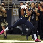 St. Louis Rams wide receiver Chris Givens catches a 51-yard pass for a touchdown during the fourth quarter of an NFL football game against the Arizona Cardinals, Thursday, Oct. 4, 2012, in St. Louis. (AP Photo/L.G. Patterson)