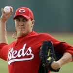 Cincinnati Reds' Homer Bailey pitches against the Chicago White Sox in the first inning of a spring training baseball game, Monday, March 19, 2012, in Glendale, Ariz. The Reds won 1-0. (AP Photo/Mark Duncan)