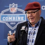 Arizona Cardinals head coach Bruce Arians answers a question during a news conference at the NFL football scouting combine in Indianapolis, Thursday, Feb. 21, 2013. (AP Photo/Michael Conroy)