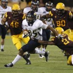  Northern Arizona tight end Dejzon Walker makes the catch for a first down against Arizona State during the first half of a football game on Thursday, Aug. 30 2012, in Tempe, Ariz. (AP Photo/Rick Scuteri)