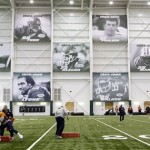 The Denver Broncos practice at the New York Jets facility Thursday, Jan. 30, 2014, in Florham Park, N.J. The Broncos are scheduled to play the Seattle Seahawks in the NFL Super Bowl XLVIII football game Sunday, Feb. 2, in East Rutherford, N.J. (AP Photo)