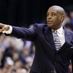 Atlanta Hawks head coach Larry Drew calls a play in the first half of Game 2 of a first-round NBA basketball playoff series against the Indiana Pacers in Indianapolis, Wednesday, April 24, 2013. (AP Photo/Michael Conroy)