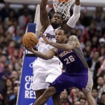Phoenix Suns' Shannon Brown(26) is defended by Los Angeles Clippers' Chauncey Billups during the second half of an NBA basketball game in Los Angeles, Thursday, March 15, 2012. The Suns won 91-87. (AP Photo/Jae C. Hong)