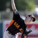  San Francisco Giants starting pitcher Tim Lincecum throws to the Los Angeles Dodgers during an exhibition spring training baseball game on Tuesday, Feb. 26, 2013 in Glendale. Ariz. (AP Photo/Marcio Jose Sanchez)