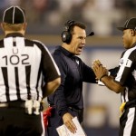  Houston Texans head coach Gary Kubiak agues with officials during the second half of an NFL football game Monday, Sept. 9, 2013, in San Diego. (AP Photo/Gregory Bull)
