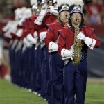 Arizona's marching band perform on the field before the start of the an NCAA college football game against South Carolina State at Arizona Stadium in Tucson, Ariz., Saturday, Sept. 15, 2012. (AP Photo/John Miller)
