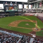 The Arizona Diamondbacks and San Francisco Giants compete in the first inning of an opening day baseball game, Friday, April 6, 2012, in Phoenix. (AP Photo/Matt York)