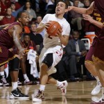Stanford guard Aaron Bright (2) drives to the basket in front of Arizona State forward Kyle Cain, left, in the first half of an NCAA college basketball game in Palo Alto, Calif., Thursday, Feb. 2, 2012. (AP Photo/Paul Sakuma)