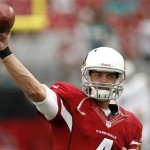 Arizona Cardinals quarterback Kevin Kolb (4) warms up prior to an NFL football game against the Miami Dolphins, Sunday, Sept. 30, 2012,in Glendale, Ariz. (AP Photo/Matt York)