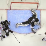 Chicago Blackhawks left wing Bryan Bickell (29) shoots and scores against Los Angeles Kings goalie Jonathan Quick (32) during the second period of Game 3 of the NHL hockey Stanley Cup playoffs Western Conference finals, Tuesday, June 4, 2013, in Los Angeles. (AP Photo/Jae C. Hong)