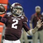  Texas A&M quarterback Johnny Manziel (2) looks for a receiver in the second half of the Chick-fil-A Bowl NCAA college football game against Duke Tuesday, Dec. 31, 2013, in Atlanta. (AP Photo/John Bazemore)