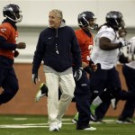 Seattle Seahawks head coach Pete Carroll watches as members of his team warms up during NFL football practice Thursday, Jan. 30, 2014, in East Rutherford, N.J. The Seahawks and the Denver Broncos are scheduled to play in the Super Bowl XLVIII football game Sunday, Feb. 2, 2014. (AP Photo)