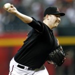 Arizona Diamondbacks pitcher Trevor Cahill throws against the Chicago Cubs during the first inning of a baseball game, Saturday, Sept. 29, 2012,in Phoenix. (AP Photo/Matt York)
