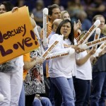 Phoenix Mercury fans cheer during the first half of Game 2 of a WNBA basketball Western Conference semifinal series against the Los Angeles Sparks, Saturday, Sept. 21, 2013, in Phoenix. (AP Photo/Matt York)