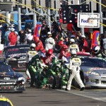 Drivers pit during the NASCAR Sprint Cup Series auto race, Sunday, Nov. 11, 2012, at Phoenix International Raceway in Avondale, Ariz. (AP Photo/Matt York)