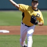 Pittsburgh Pirates pitcher Jameson Taillon throws a pitch during a spring training intrasquad baseball game, Friday, Feb. 22, 2013, in Bradenton, Fla. (AP Photo/Charlie Neibergall)