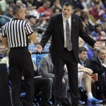 Creighton head coach Greg McDermott reacts to a call during the first half of a second-round game against Cincinnati during the NCAA college basketball tournament, Friday, March 22, 2013, in Philadelphia. (AP Photo/Michael Perez)