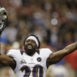 Baltimore Ravens safety Ed Reed (20) celebrates at the end of the NFL Super Bowl XLVII football game against the San Francisco 49ers, Sunday, Feb. 3, 2013, in New Orleans. The Ravens won 34-31. (AP Photo/Patrick Semansky)
