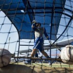 Toronto Blue Jays outfielder Jose Bautista takes part in batting practice during baseball spring training in Dunedin, Fla., Monday, Feb. 11, 2013. (AP Photo/The Canadian Press, Nathan Denette)