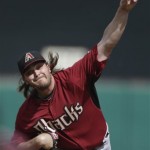  Arizona Diamondbacks starting pitcher Wade Miley throws to a San Diego Padres batter during the first inning of a spring training baseball game Sunday, March 2, 2014, in Scottsdale, Ariz. (AP Photo/Gregory Bull)