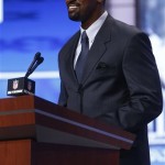 Former Detroit Lions wide receiver Herman Moore announces a draft pick during the second round of the NFL Draft, Friday, April 26, 2013, at Radio City Music Hall in New York. (AP Photo/Jason DeCrow)