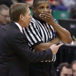 Gonzaga's head coach Mark Few, left, talks with an official during a game against Southern in the second half during a second-round game in the NCAA college basketball tournament in Salt Lake City, Thursday, March 21, 2013. Gonzaga defeated Southern 64-58. (AP Photo/George Frey)