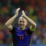  Netherlands' Arjen Robben applauds after the group B World Cup soccer match between Spain and the Netherlands at the Arena Ponte Nova in Salvador, Brazil, Friday, June 13, 2014. The Netherlands won the match 5-1. (AP Photo/Bernat Armangue)