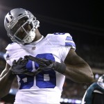 Dallas Cowboys' Dez Bryant (88) reacts after scoring a touchdown during the first half of an NFL football game against the Philadelphia Eagles, Sunday, Dec. 14, 2014, in Philadelphia. (AP Photo/Matt Rourke)