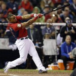  American League's Yoenis Cespedes, of the Oakland Athletics, hits during the final round of the MLB All-Star baseball Home Run Derby, Monday, July 14, 2014, in Minneapolis. Cespedes defeated National League's Todd Frazier, of the Cincinnati Reds, in the finals. (AP Photo/Jeff Roberson)