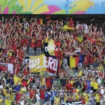 Belgian fans celebrate their national team's 2-1 victory over Algeria during the group H World Cup soccer match between Belgium and Algeria at the Mineirao Stadium in Belo Horizonte, Brazil, Tuesday, June 17, 2014. (AP Photo/Petr David Josek)