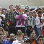 German fans react while watching a the 2014 World Cup soccer match between the United States and Germany at a public viewing party in San Francisco, Thursday, June 26, 2014. (AP Photo/Jeff Chiu)
