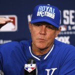 Kansas City Royals manager Ned Yost answers a question during a news conference at Kauffman Stadium in Kansas City, Mo., Monday, Oct. 20, 2014. The Kansas City Royals will host the San Francisco Giants in Game 1 of the World Series on Oct. 21. (AP Photo/Orlin Wagner)