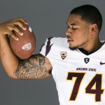 Arizona State offensive lineman Jamil Douglas poses for a photo at the 2014 Pac-12 NCAA college football media days at Paramount Studios in Los Angeles Thursday, July 24, 2014. (AP Photo)