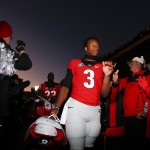 Georgia running back Todd Gurley (3) walks through a crowd of fans as he arrives at Sanford Stadium for an NCAA college football game against Auburn Saturday, Nov. 15, 2014, in Athens, Ga. (AP Photo/John Bazemore)