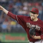  Arizona Diamondbacks starting pitcher Trevor Cahill delivers a pitch during the first inning of a baseball game against the Washington Nationals on Wednesday, Aug. 20, 2014, in Washington. (AP Photo/Evan Vucci)