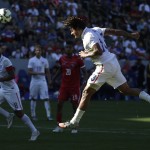 United States' Jermaine Jones heads the ball during the second half of a friendly soccer match against Panama, Sunday, Feb. 8, 2015, in Carson, Calif. The United States won 2-0. (AP Photo/Jae C. Hong)