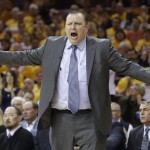 Chicago Bulls head coach Tom Thibodeau reacts during the second half of Game 1 against the Cleveland Cavaliers in a second-round NBA basketball playoff series Monday, May 4, 2015, in Cleveland. The Bulls won 99-92. (AP Photo/Tony Dejak)