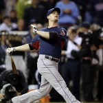 National League's Justin Morneau, of the Colorado Rockies, hits during the MLB All-Star baseball Home Run Derby, Monday, July 14, 2014, in Minneapolis. (AP Photo/Jeff Roberson)