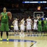  Oregon guard Joseph Young (3) gets ready for a technical free throw during the first half of a third-round game against the Wisconsin of the NCAA college basketball tournament Saturday, March 22, 2014, in Milwaukee. (AP Photo/Morry Gash)