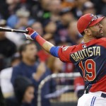  American League's Jose Bautista, of the Toronto Blue Jays, hits during the MLB All-Star baseball Home Run Derby, Monday, July 14, 2014, in Minneapolis. (AP Photo/Jeff Roberson)
